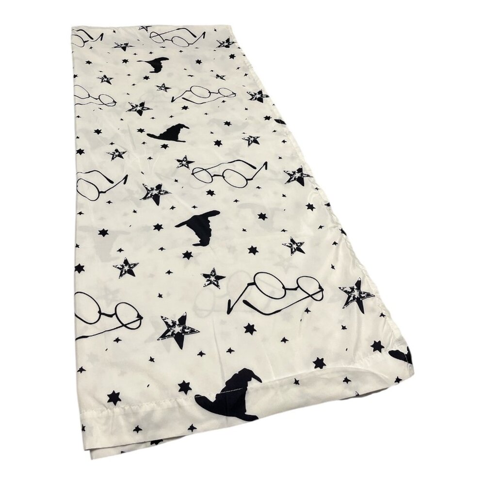 Harry Potter Full Size Flat Sheet Jay Franco Glasses Stars Wizard Hat White Blac